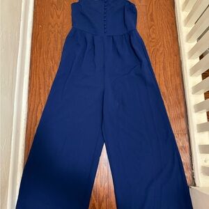 Madewell corset top wide‎ leg Deep Blue Jumpsuit size 2